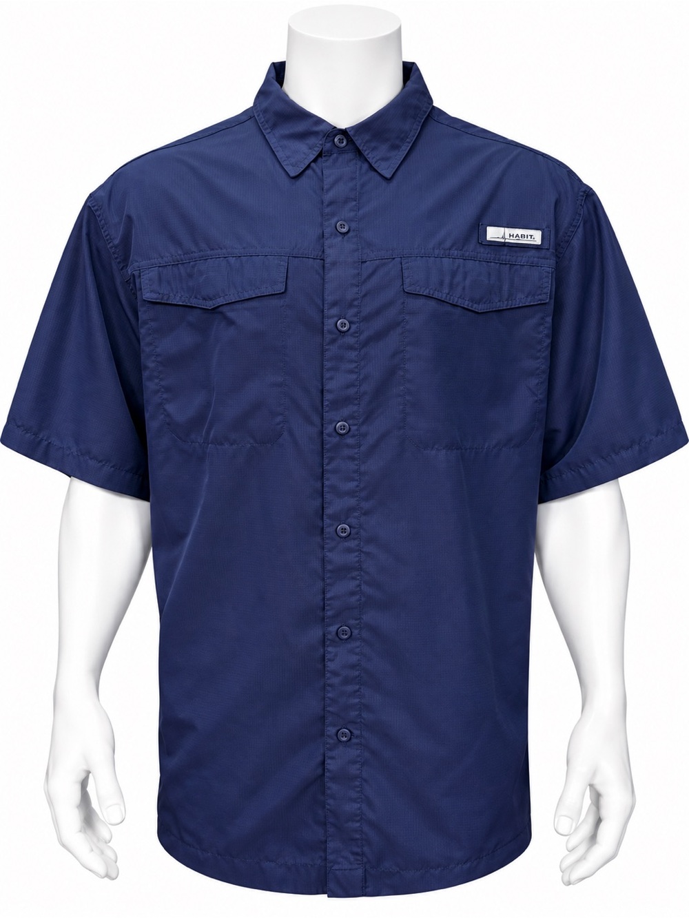 Habit Navy Blue Vented Button Up Men's Short Sleeve Fishing Shirt Size XXL 2XL